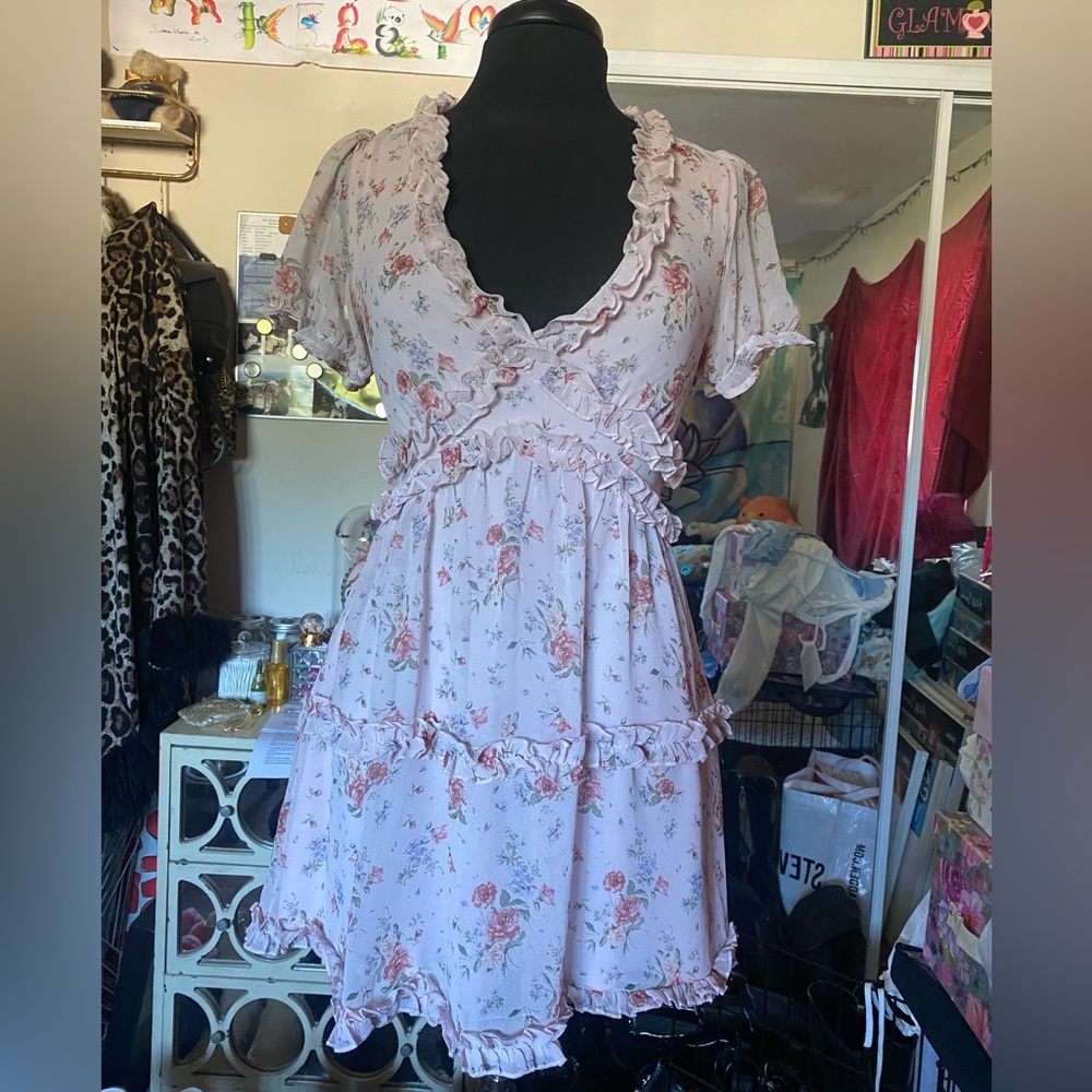 Pink Floral Baby doll dress